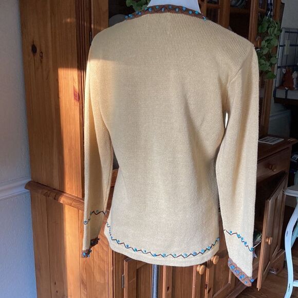 Storybook Knits Button Down Southwestern Embellished Sweater Size Small - Picture 5 of 16